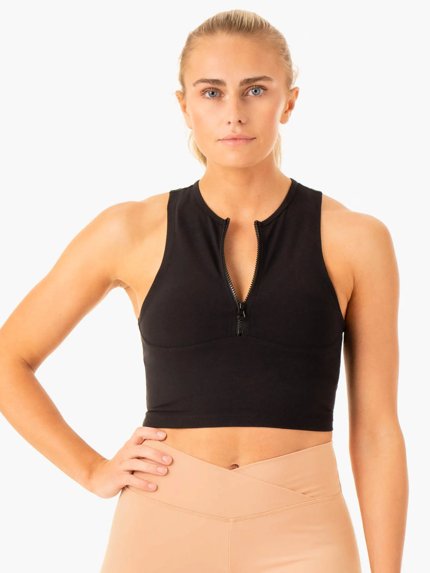 Embody Zip Up Crop - Black
