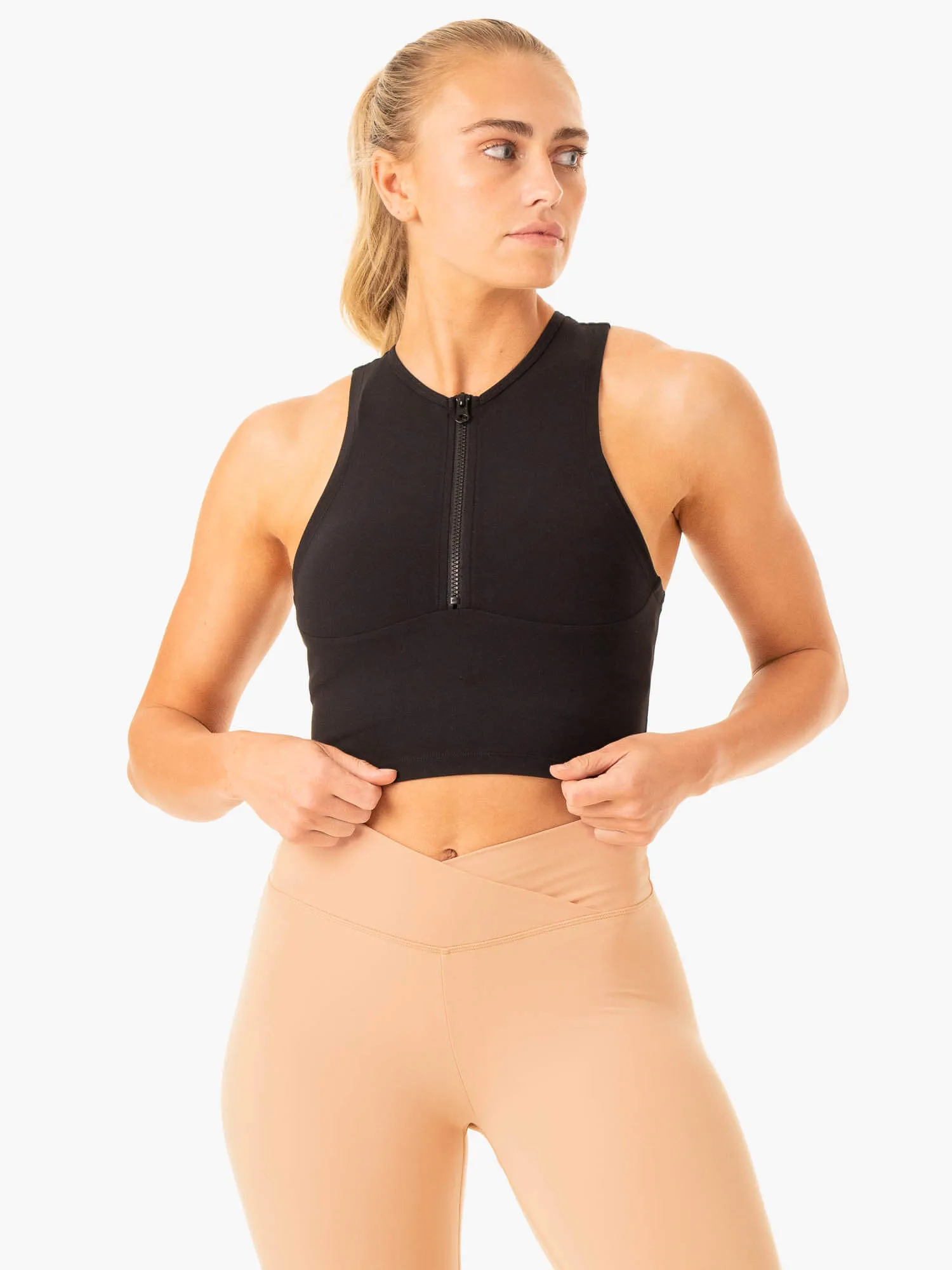 Embody Zip Up Crop - Black