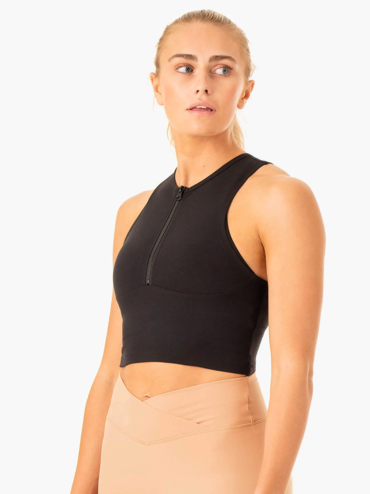 Embody Zip Up Crop - Black