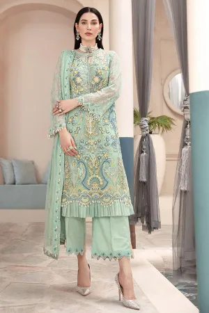 Embroidered Party Suit in Turquoise Color #Y6094