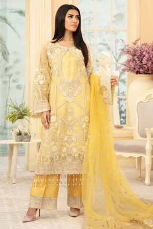 Embroidered Yellow Dress for Mehndi Party  #Y6080