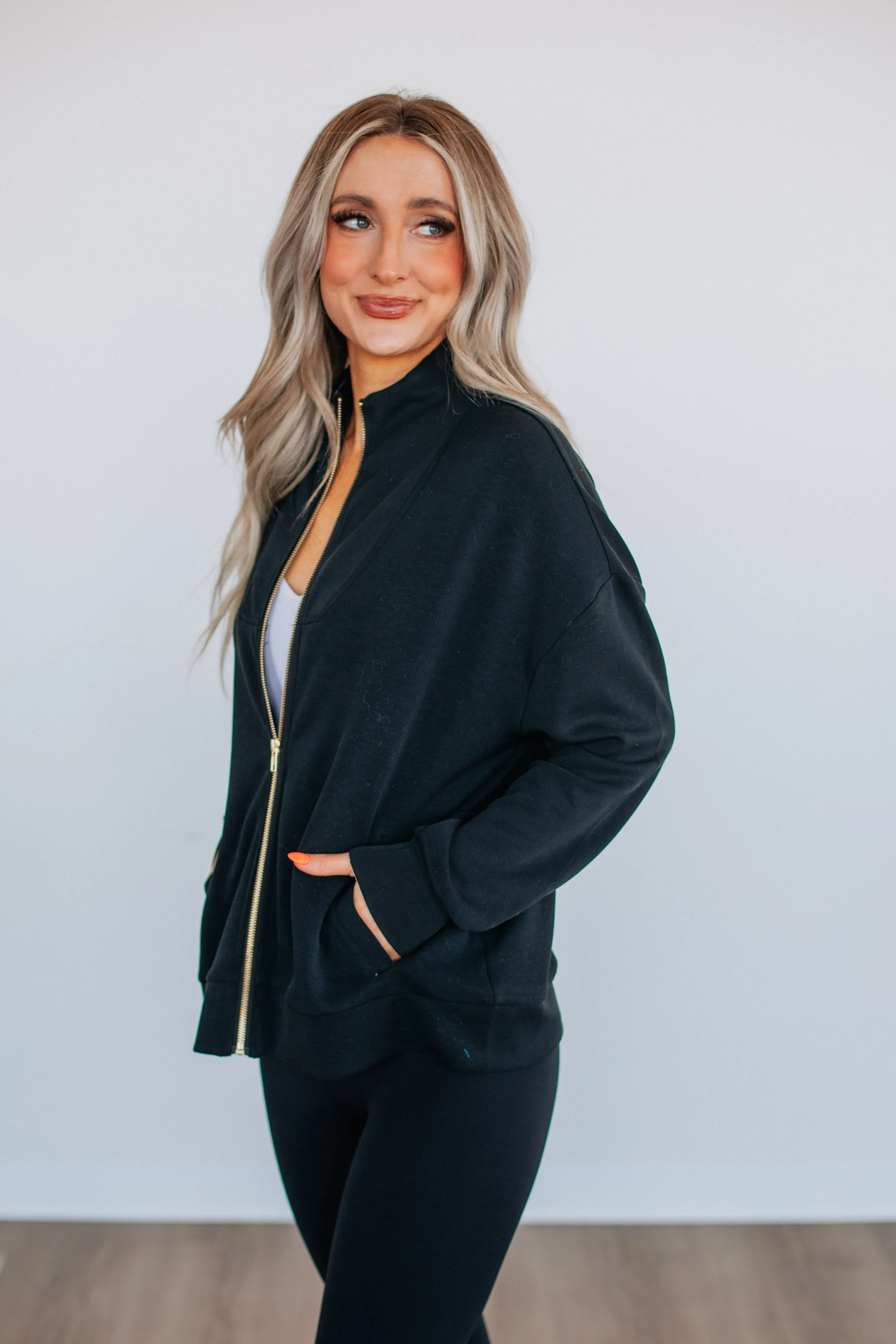 Enya Zip-Up Jacket - Black