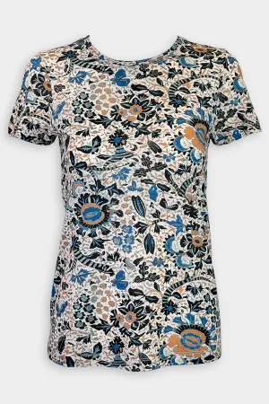 Estelle Printed Cotton Crewneck T-Shirt in Clematis