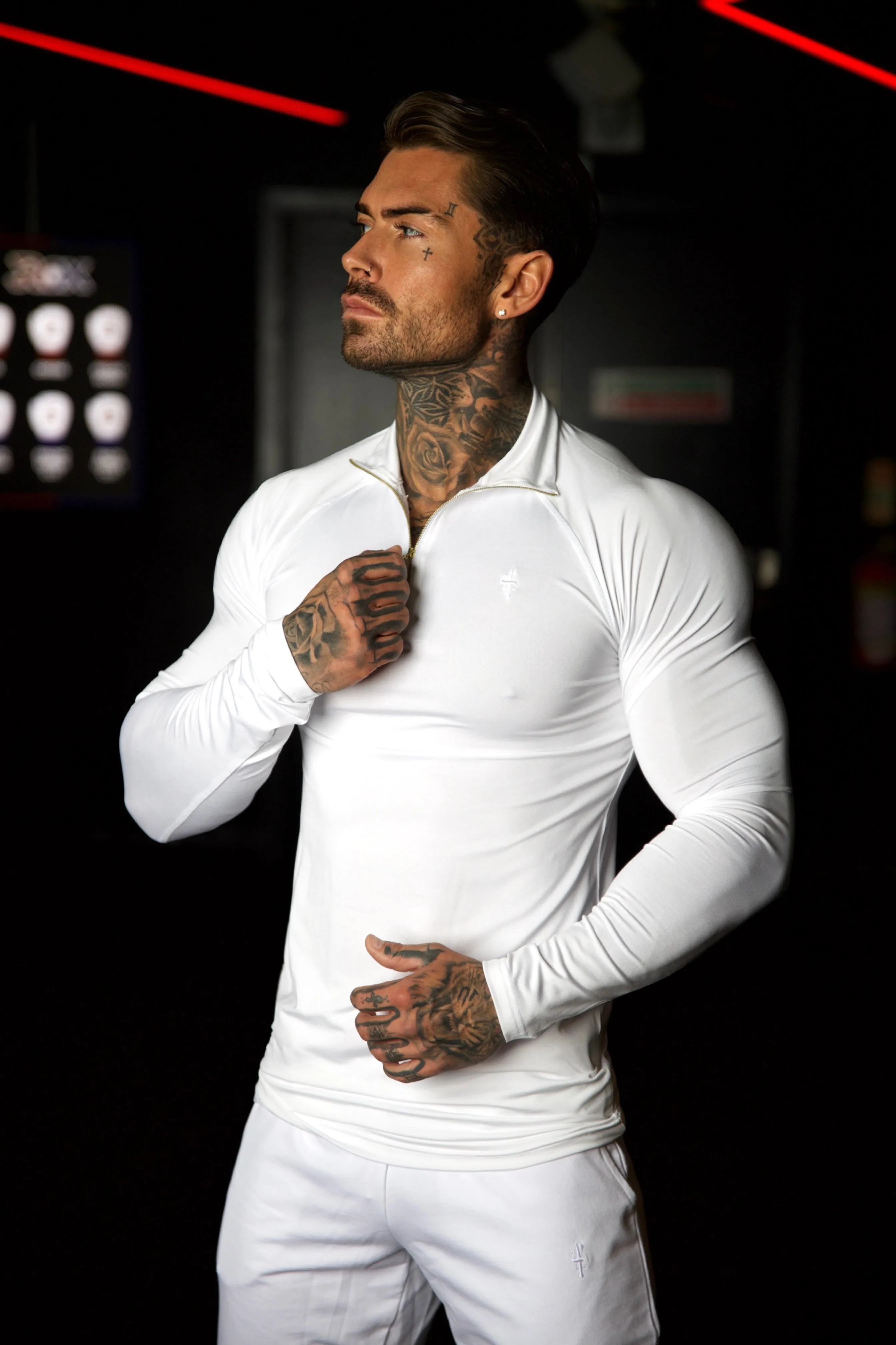 Father Sons Long Sleeve White / Gold Half Zip Gym Top - FSH889