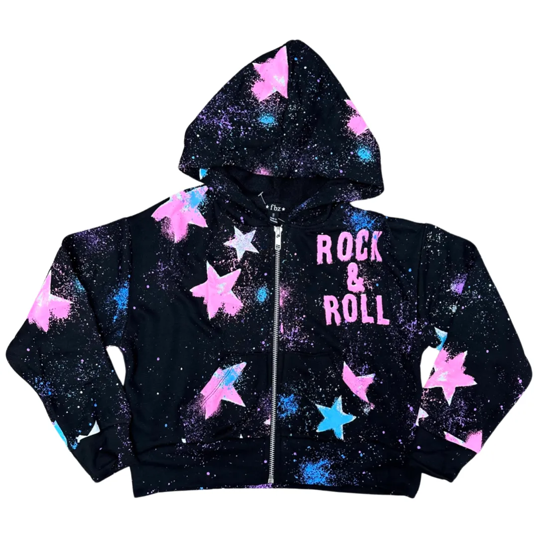 FBZ Black Rock & Roll Zip Up Hoodie