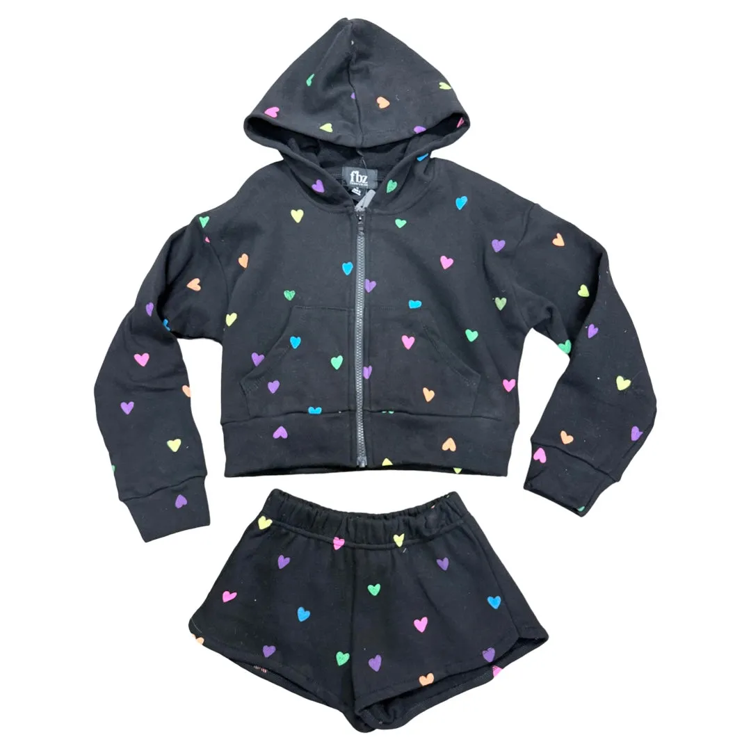 FBZ Neon Hearts Black Zip Up Hoodie