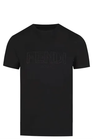 Fendi Zig-Zag Logo T-Shirt in Black