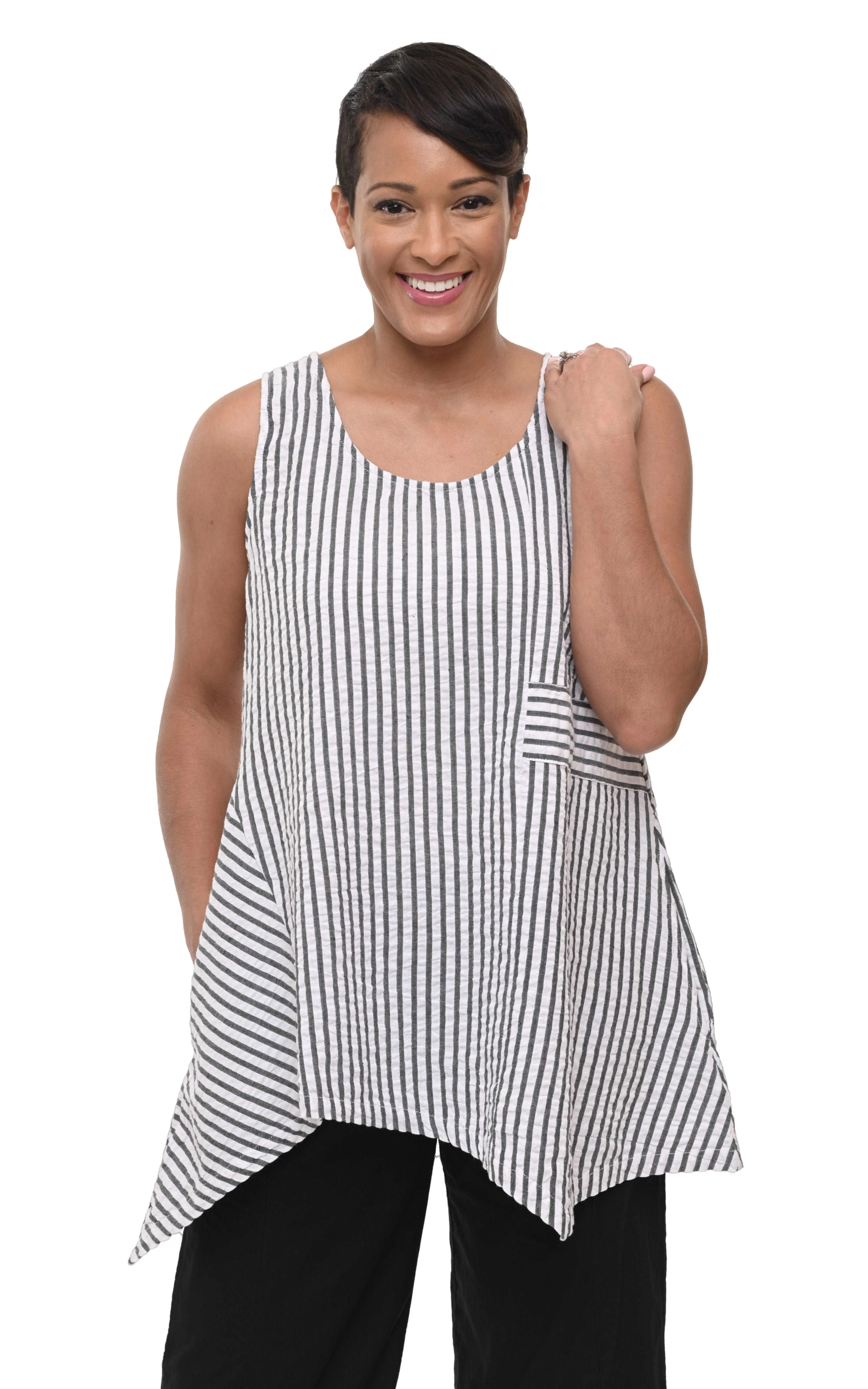 FINAL SALE CV180 Siesta Tunic Top in Murphy Seersucker Stripe*
