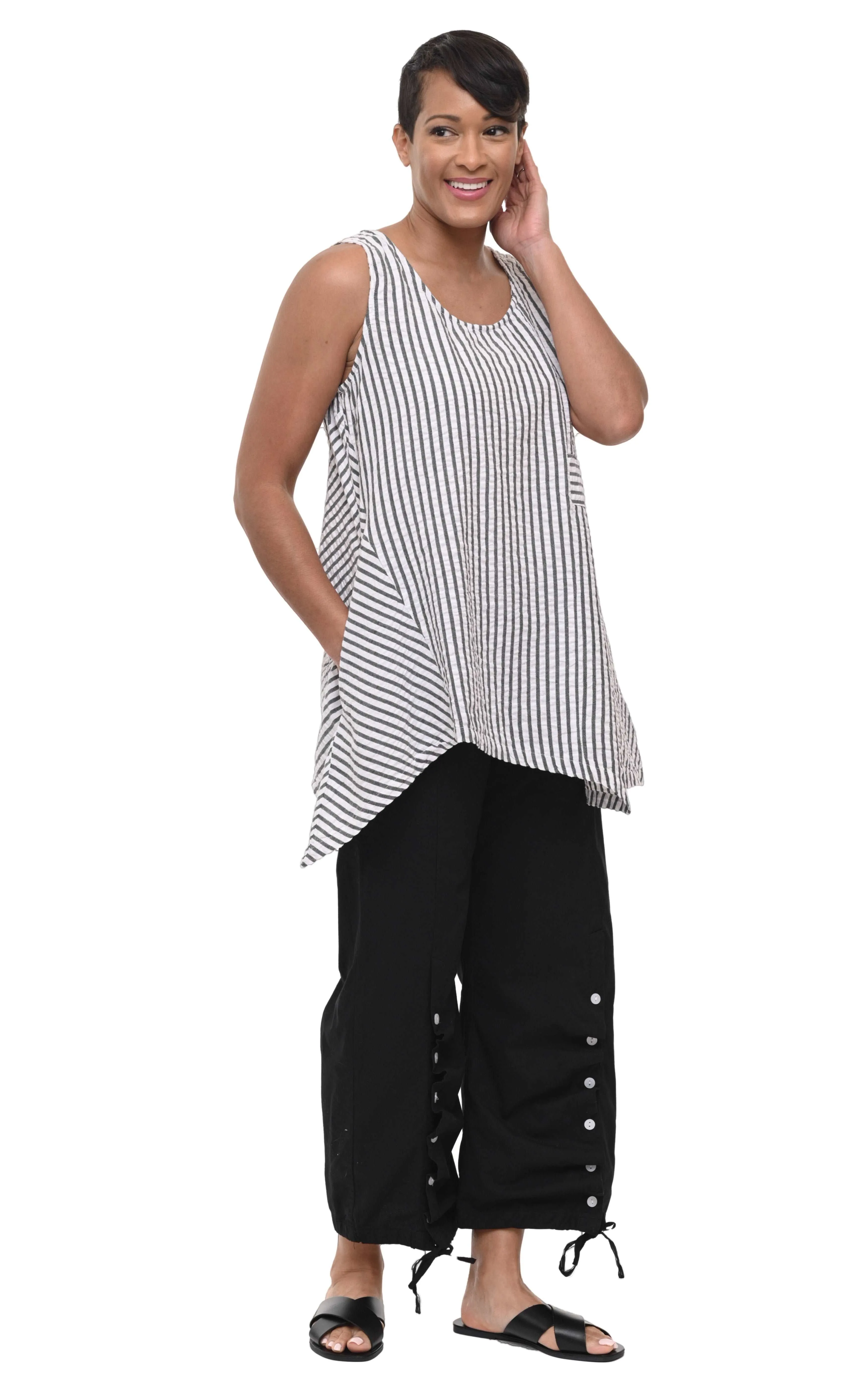 FINAL SALE CV180 Siesta Tunic Top in Murphy Seersucker Stripe*
