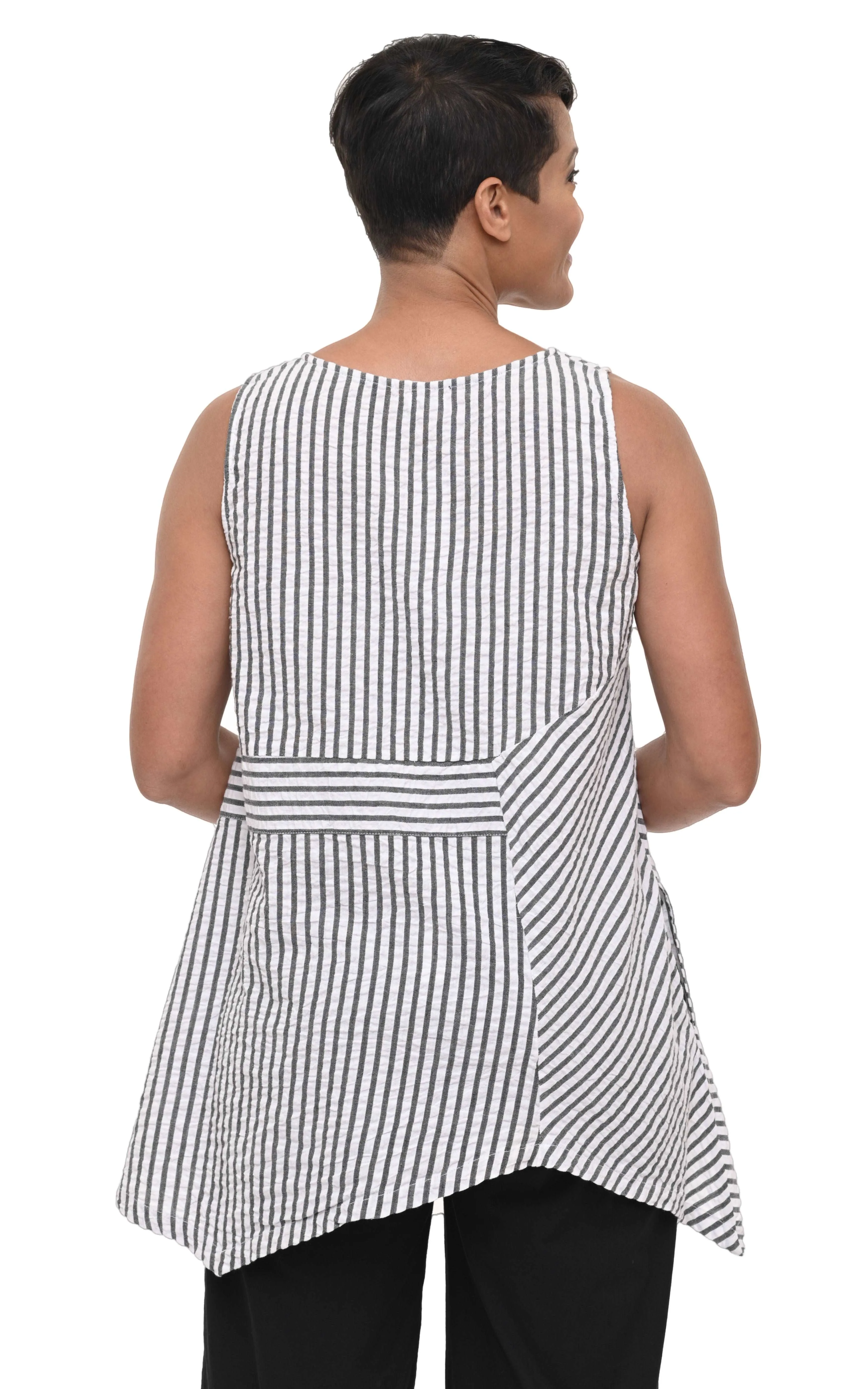 FINAL SALE CV180 Siesta Tunic Top in Murphy Seersucker Stripe*