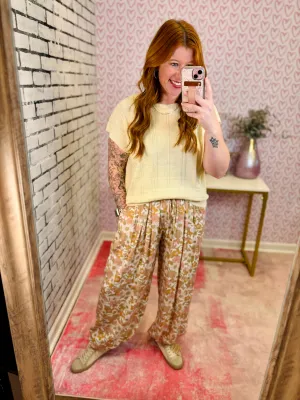 Floral Print Jogger Style Drawstring Pants