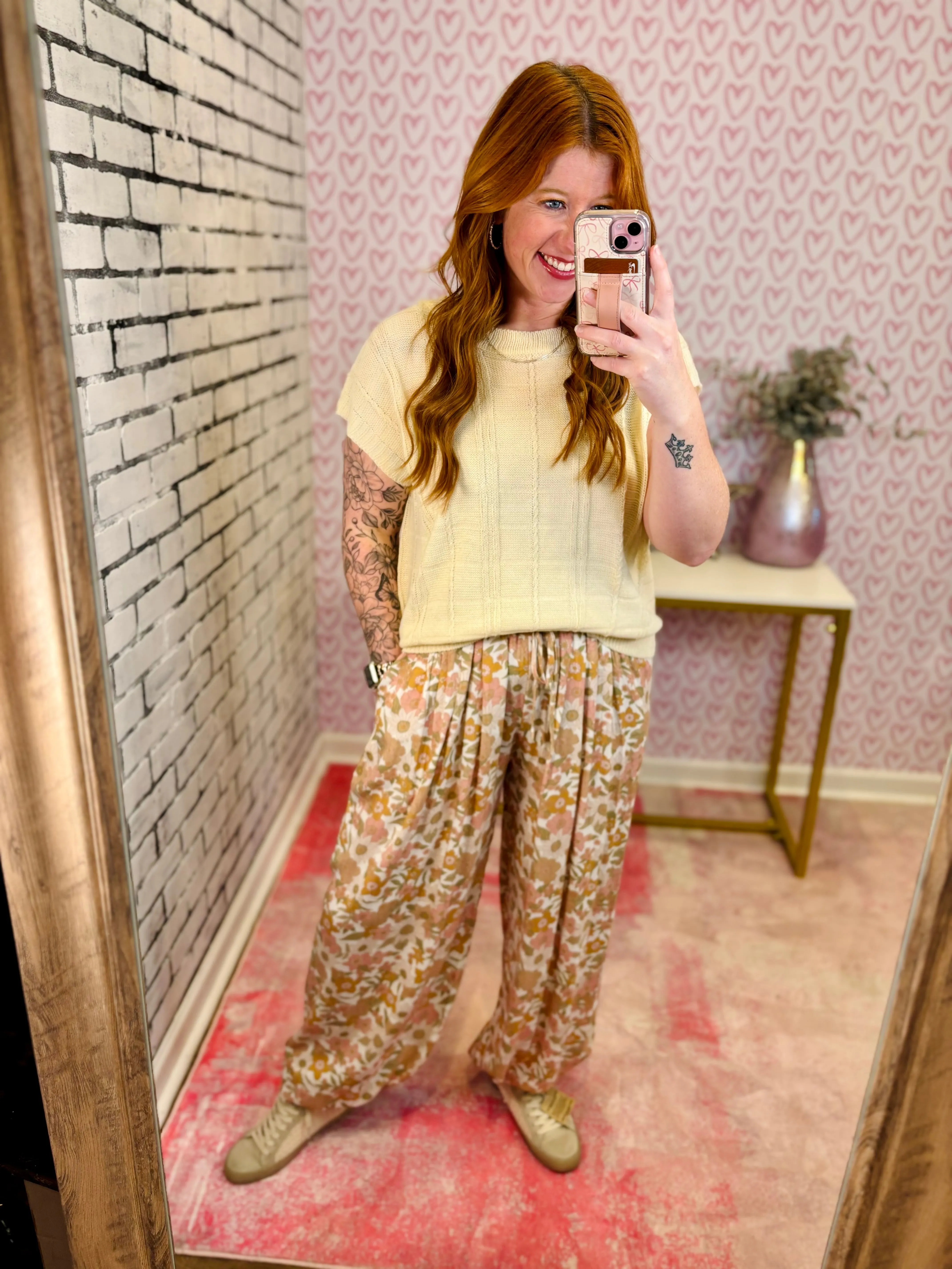 Floral Print Jogger Style Drawstring Pants