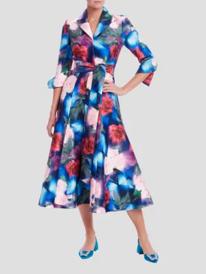 Floral Shirt Dress in Navy