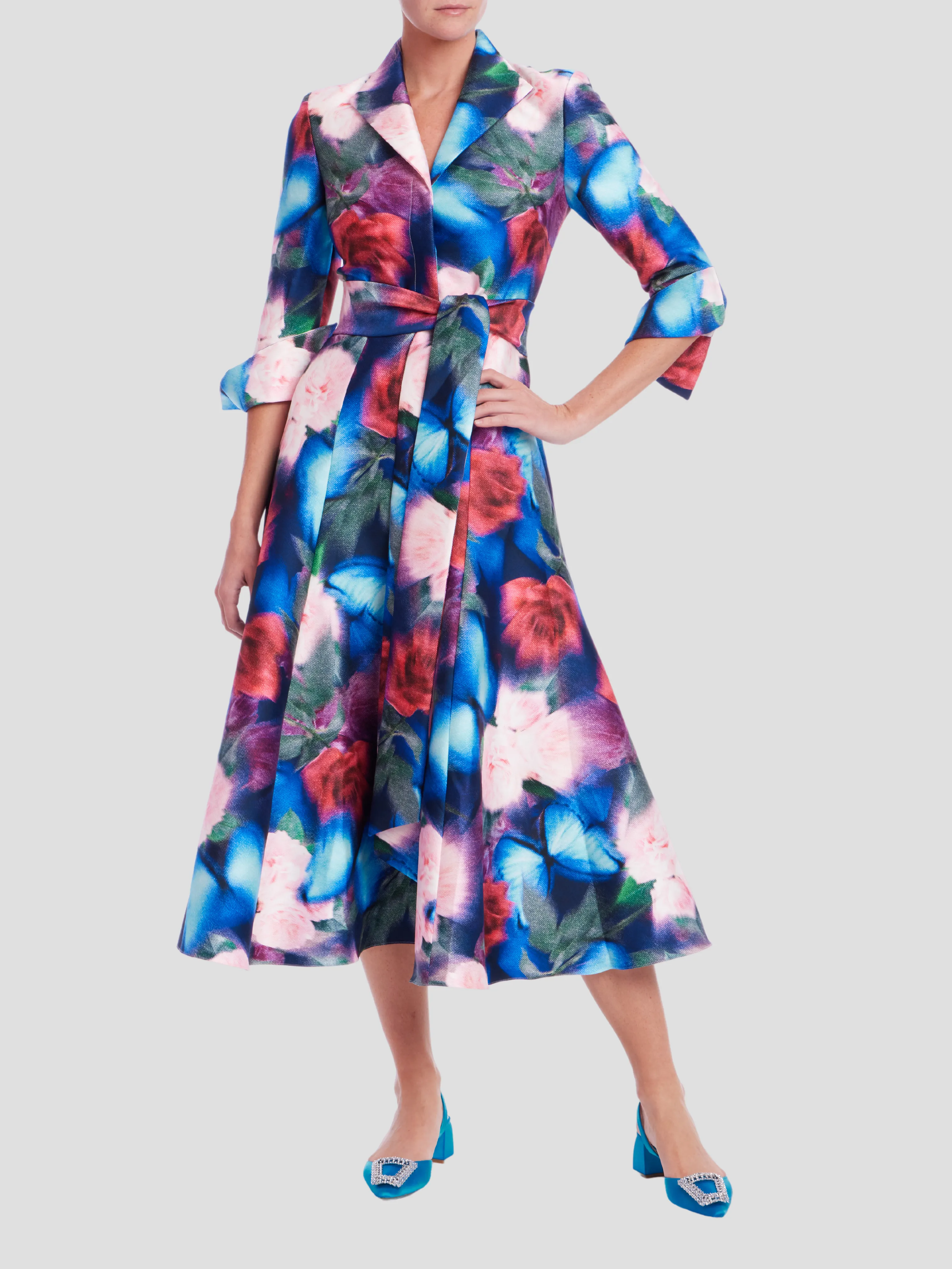 Floral Shirt Dress in Navy