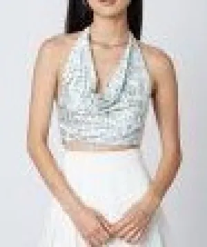 Floral Strapless Tie Back Crop Top