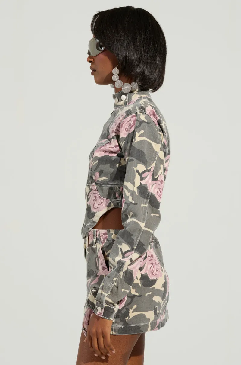 FLOWER CHILD ZIP UP PRINTED TOP