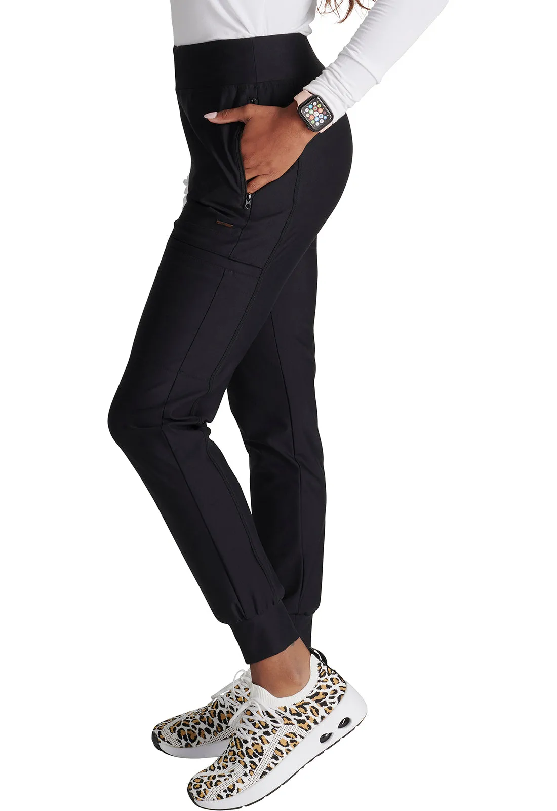 Form CK092 Mid Rise Tapered Leg Drawstring Pants Black