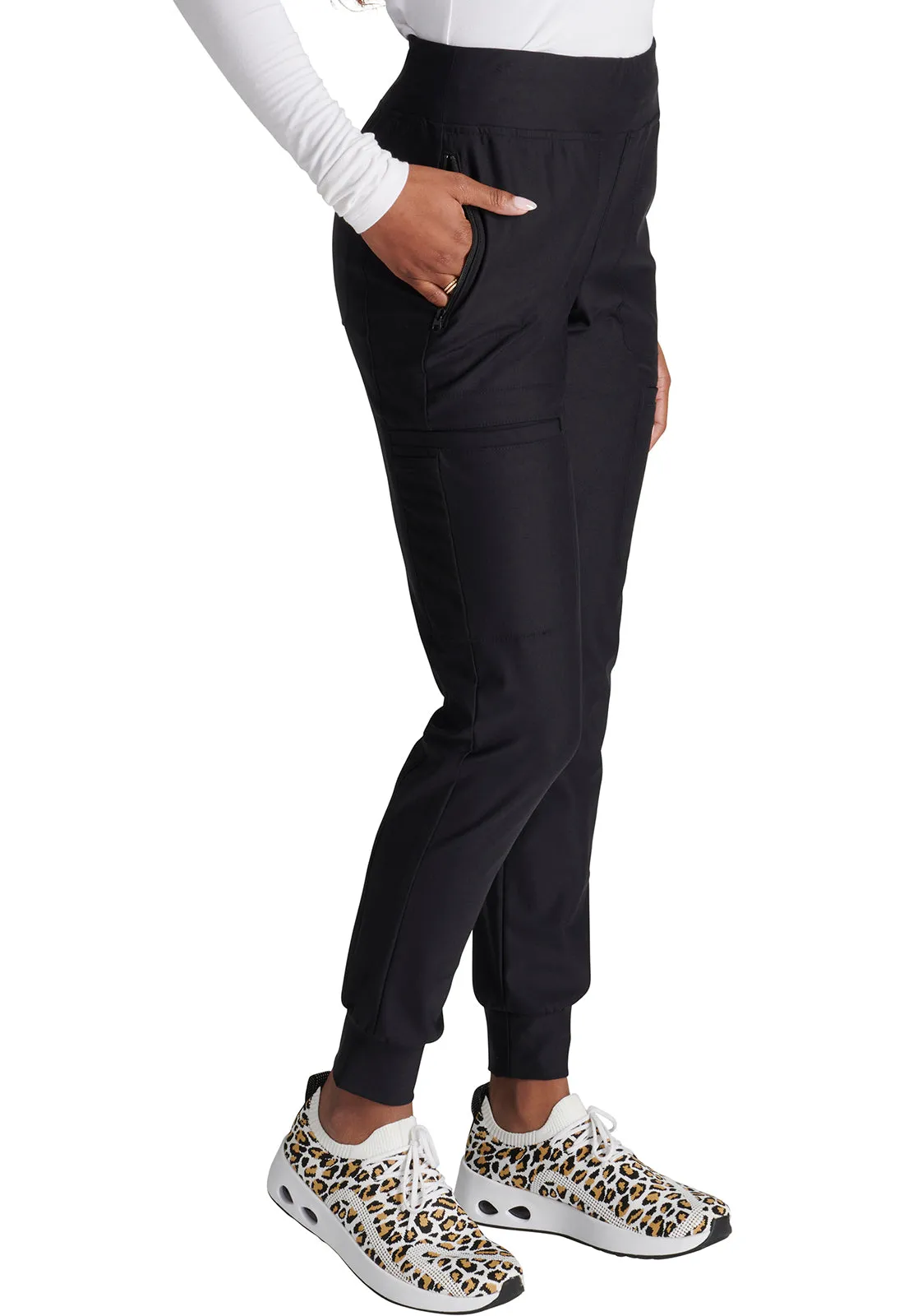 Form CK092 Mid Rise Tapered Leg Drawstring Pants Black