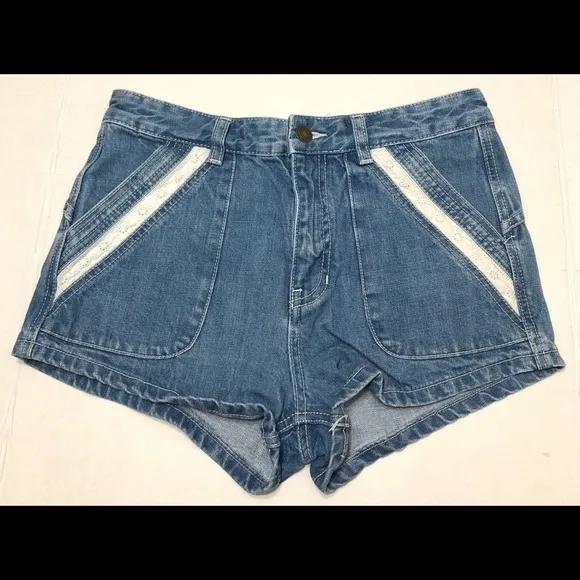 Free People high rise blue shorts