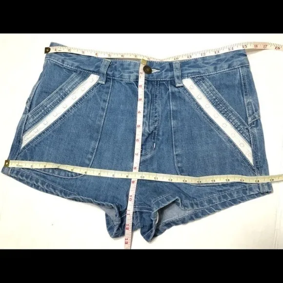 Free People high rise blue shorts