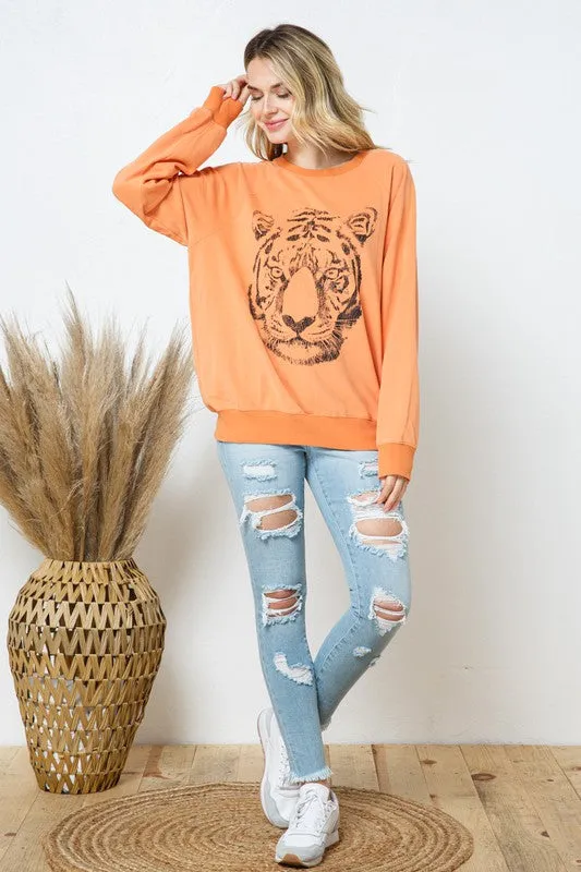 French Terry Tiger Studded Star Sweatshirt, Blue B