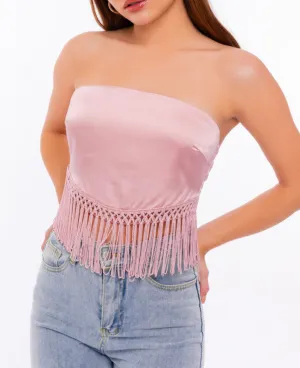 Fringed Tie Back Tube Top