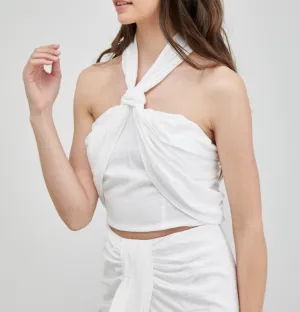 Front Knot Back Tie Crop Top