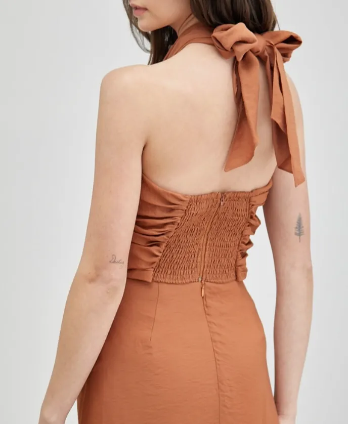 Front Knot Back Tie Crop Top