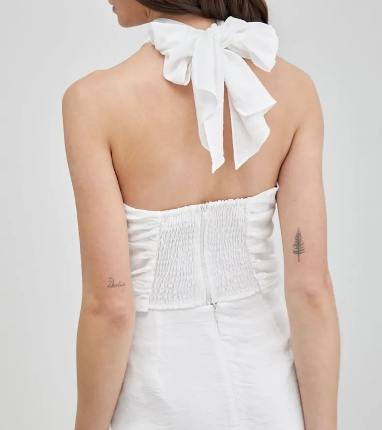 Front Knot Back Tie Crop Top