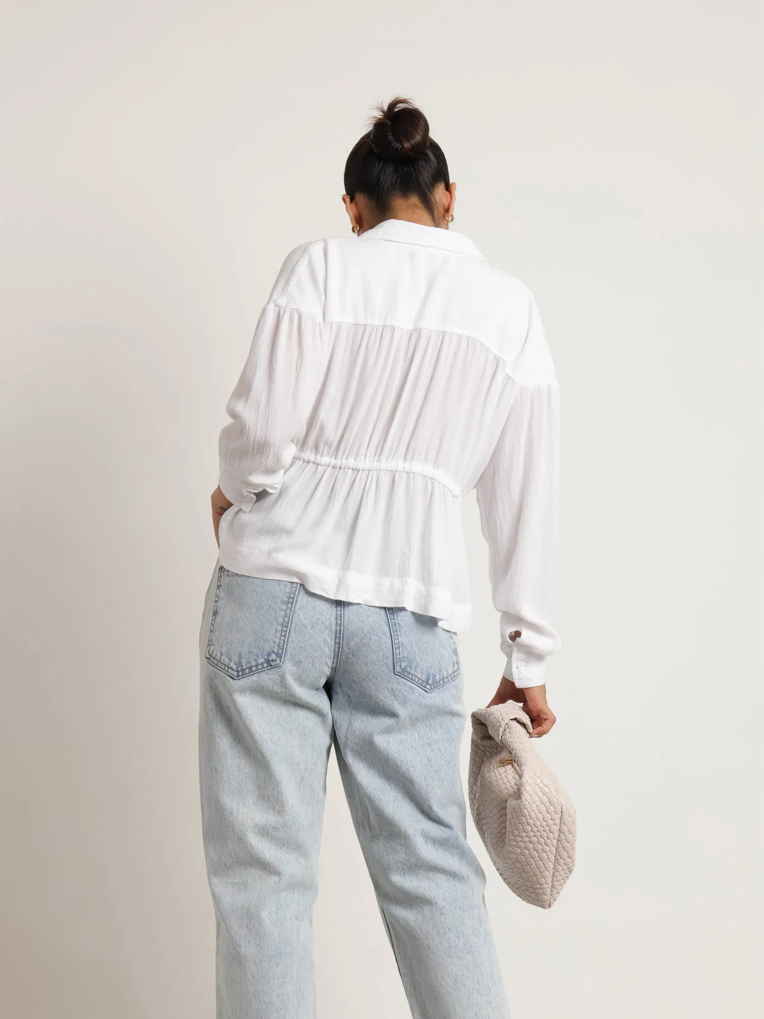 Front Tie Up Detailed Long Sleeved Top