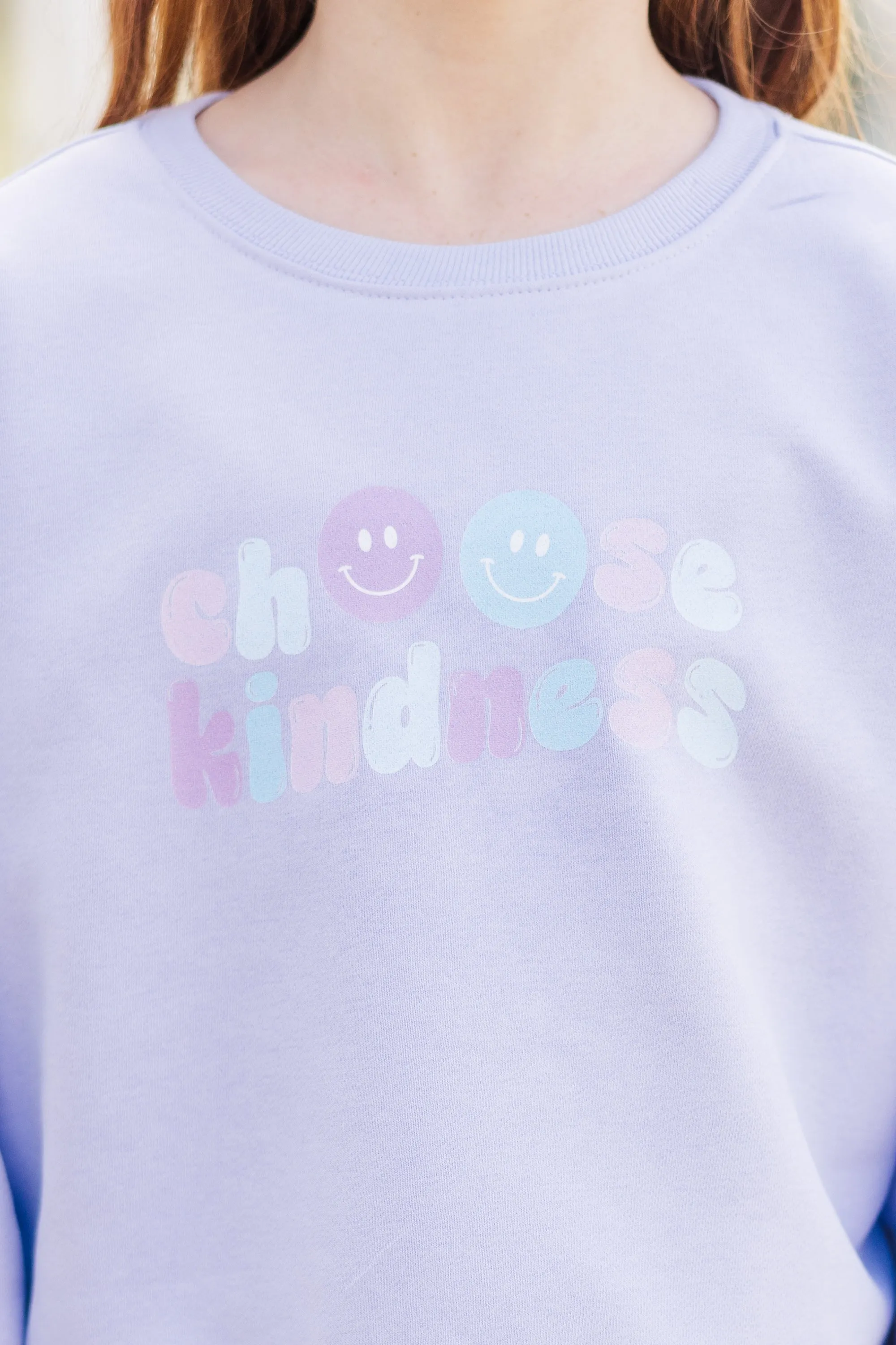 Girls: Choose Kindness Lavender Graphic Sweatshirt