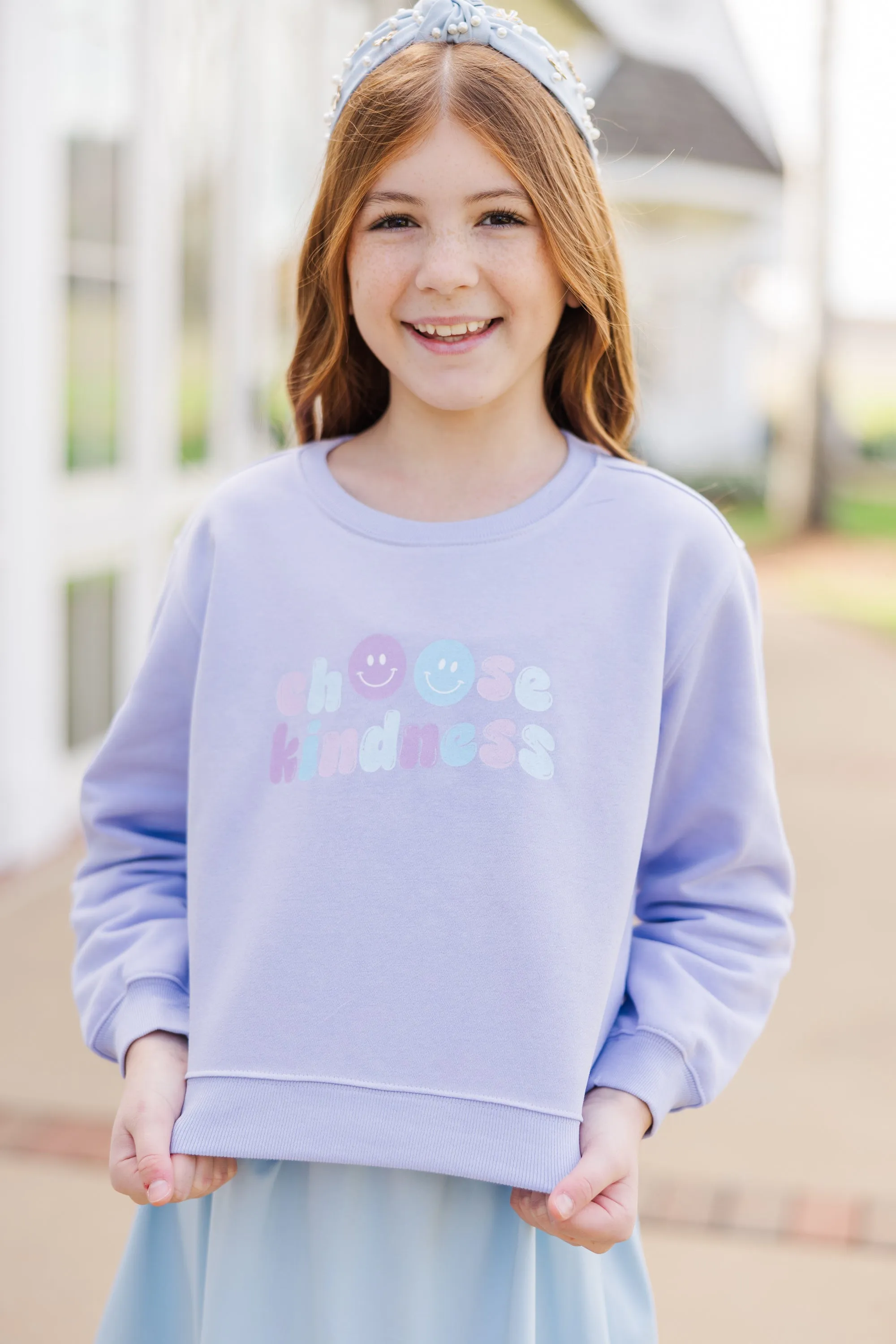 Girls: Choose Kindness Lavender Graphic Sweatshirt