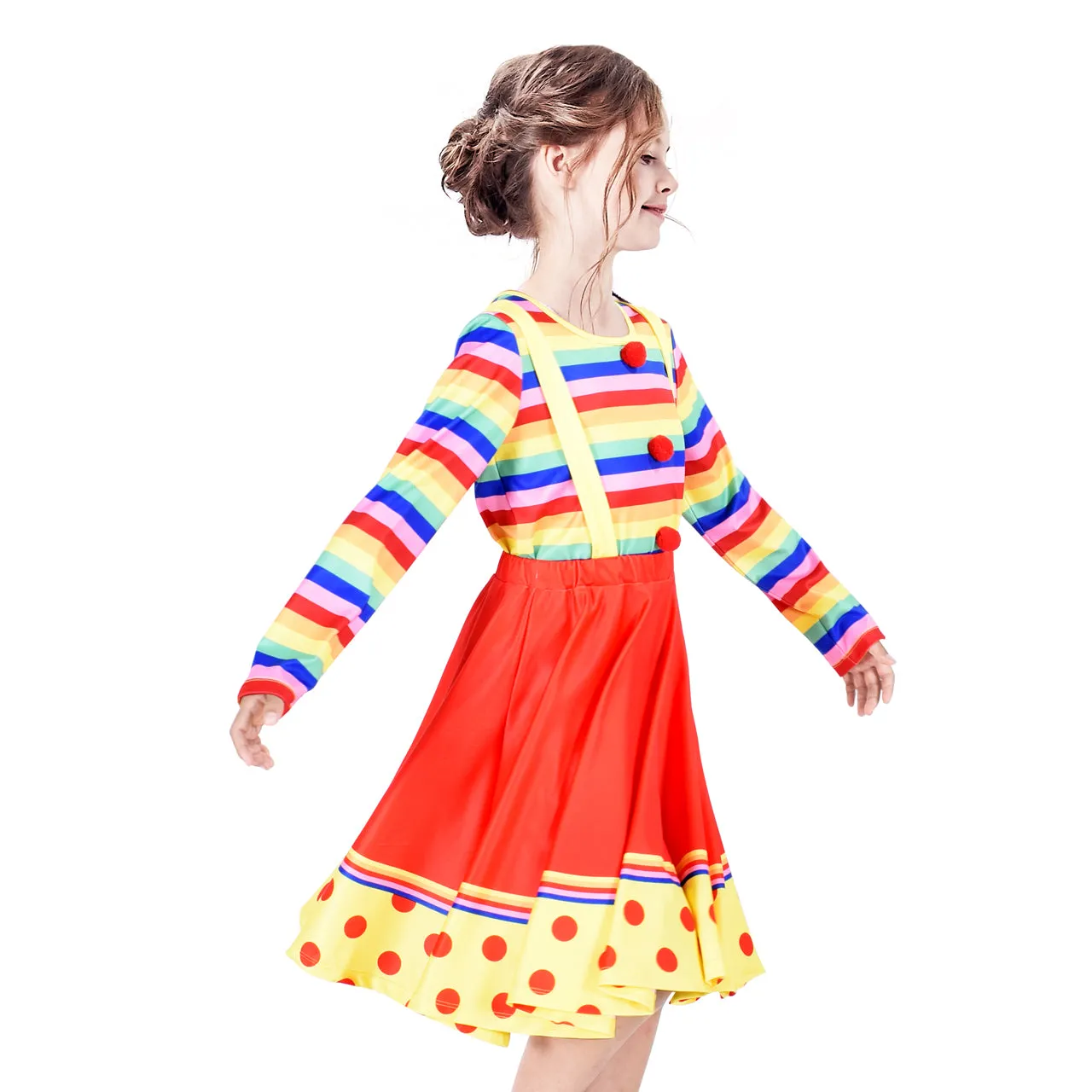 Girls Dress Clown Costume Halloween Carnival Of Cultures Rose Monday Size 4-10 Years