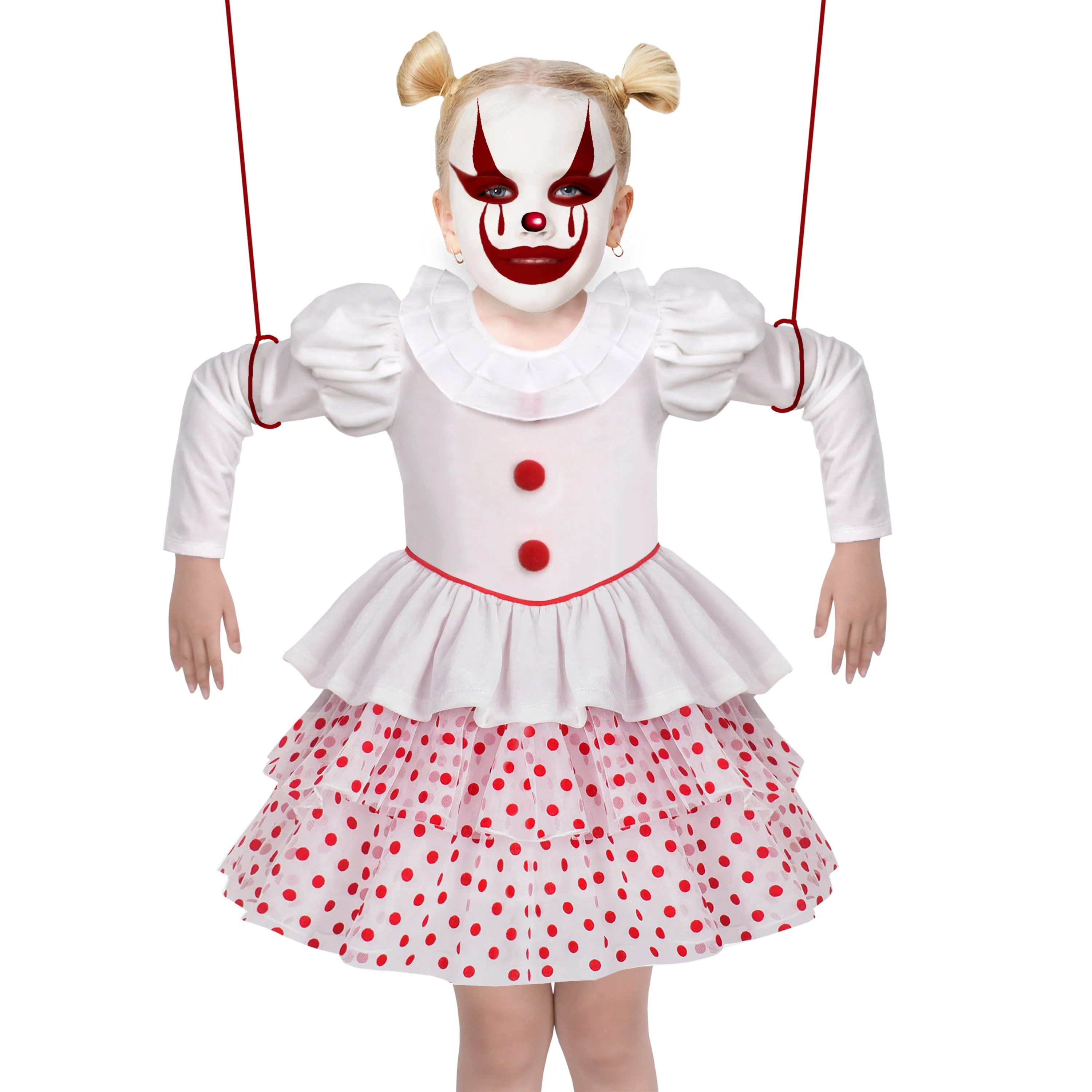 Girls Dress Clown Costume Halloween Carnival Of Cultures Rose Monday Size 4-10 Years