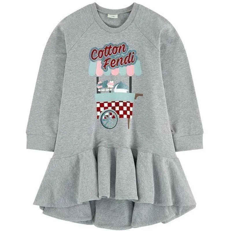 Girls Grey Sweatshirt Dress