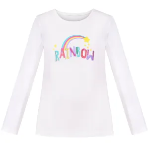 Girls Long Sleeve T-shirt Top Rainbow Sequins Letter Star Size 4-10 Years