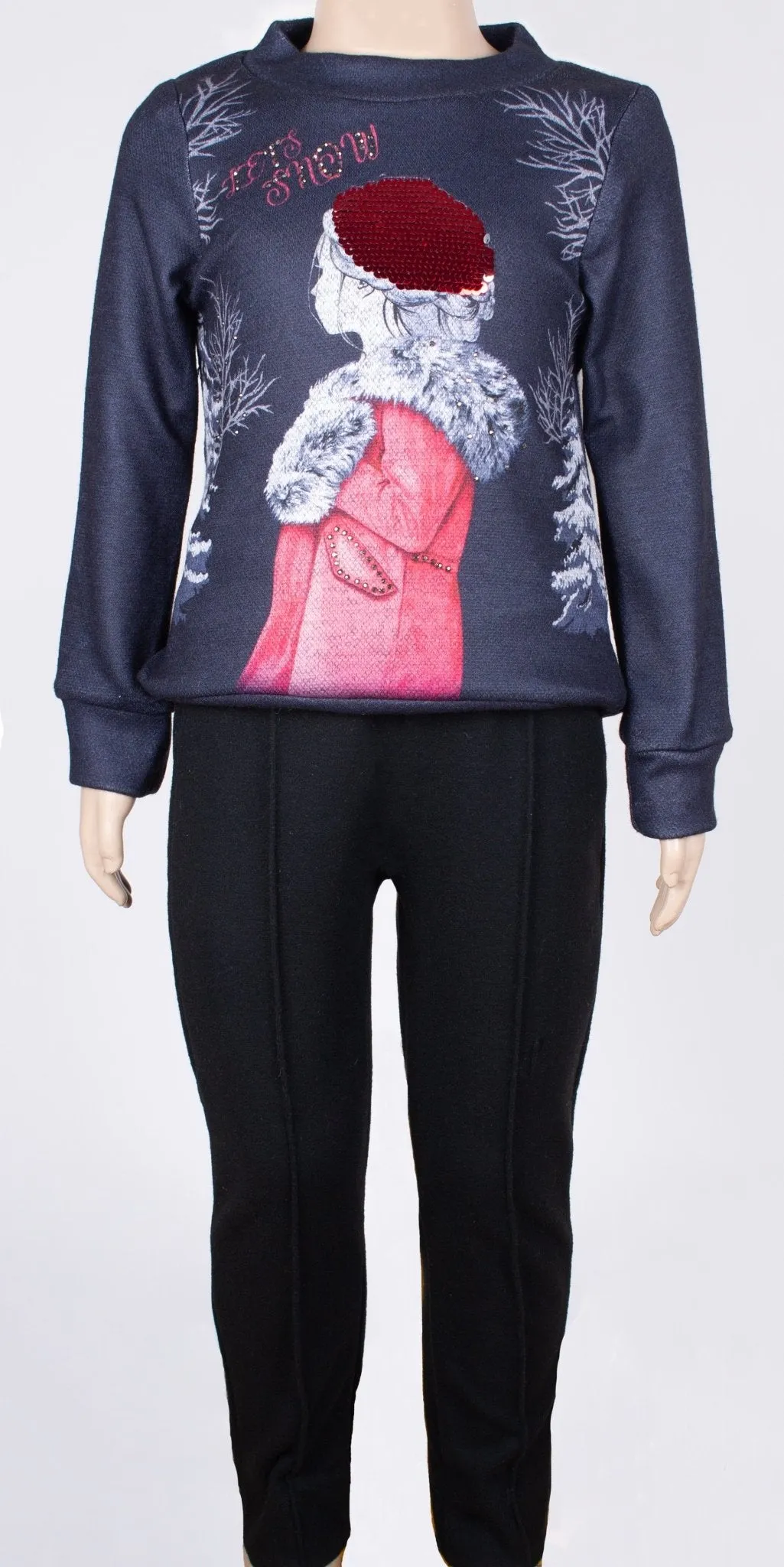 Girls' Navy Blue Top with Pants