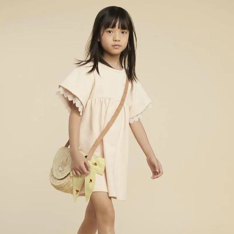 Girls Peach Scallop Sweatshirt Dress