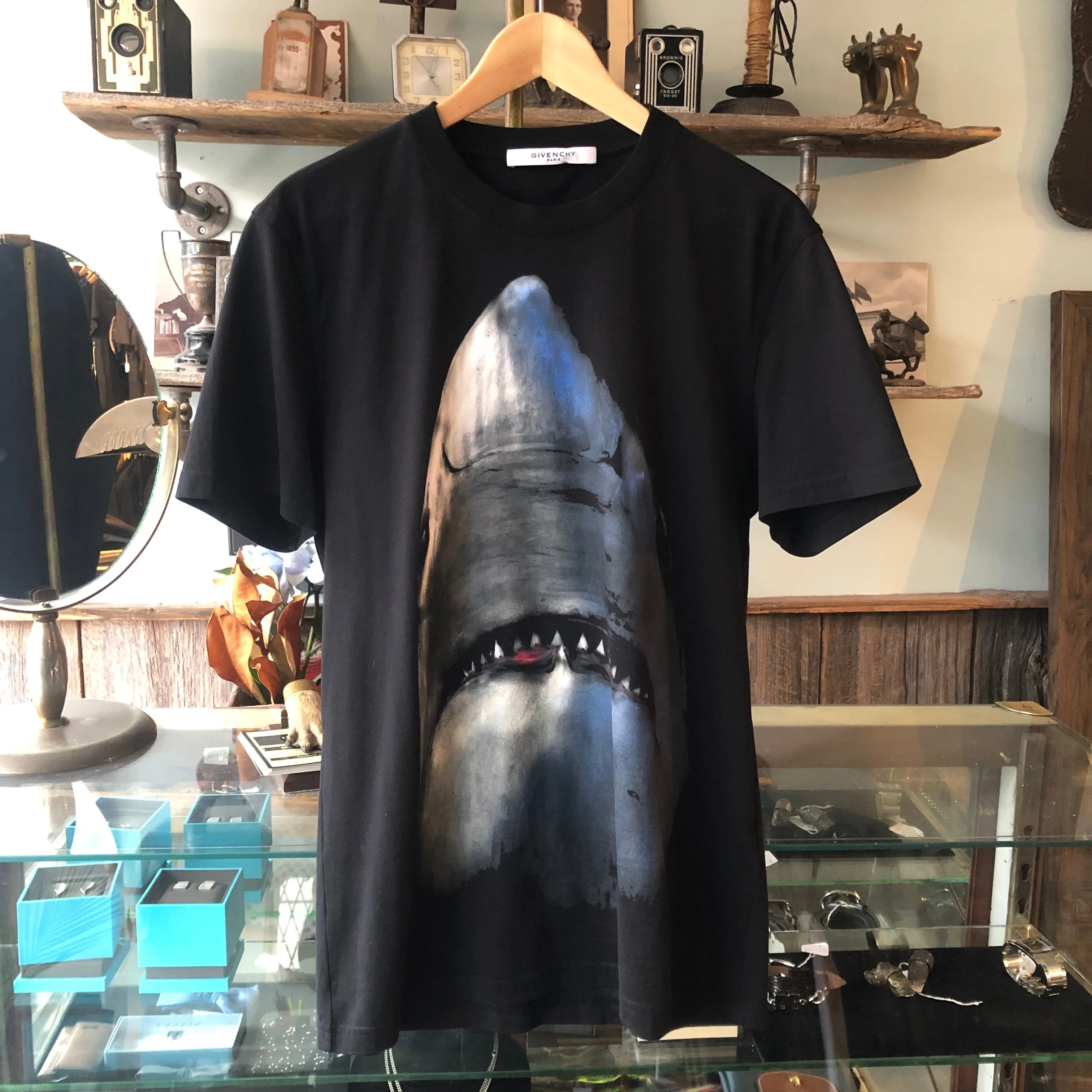 Givenchy Short Sleeve Black Shark Tee - M