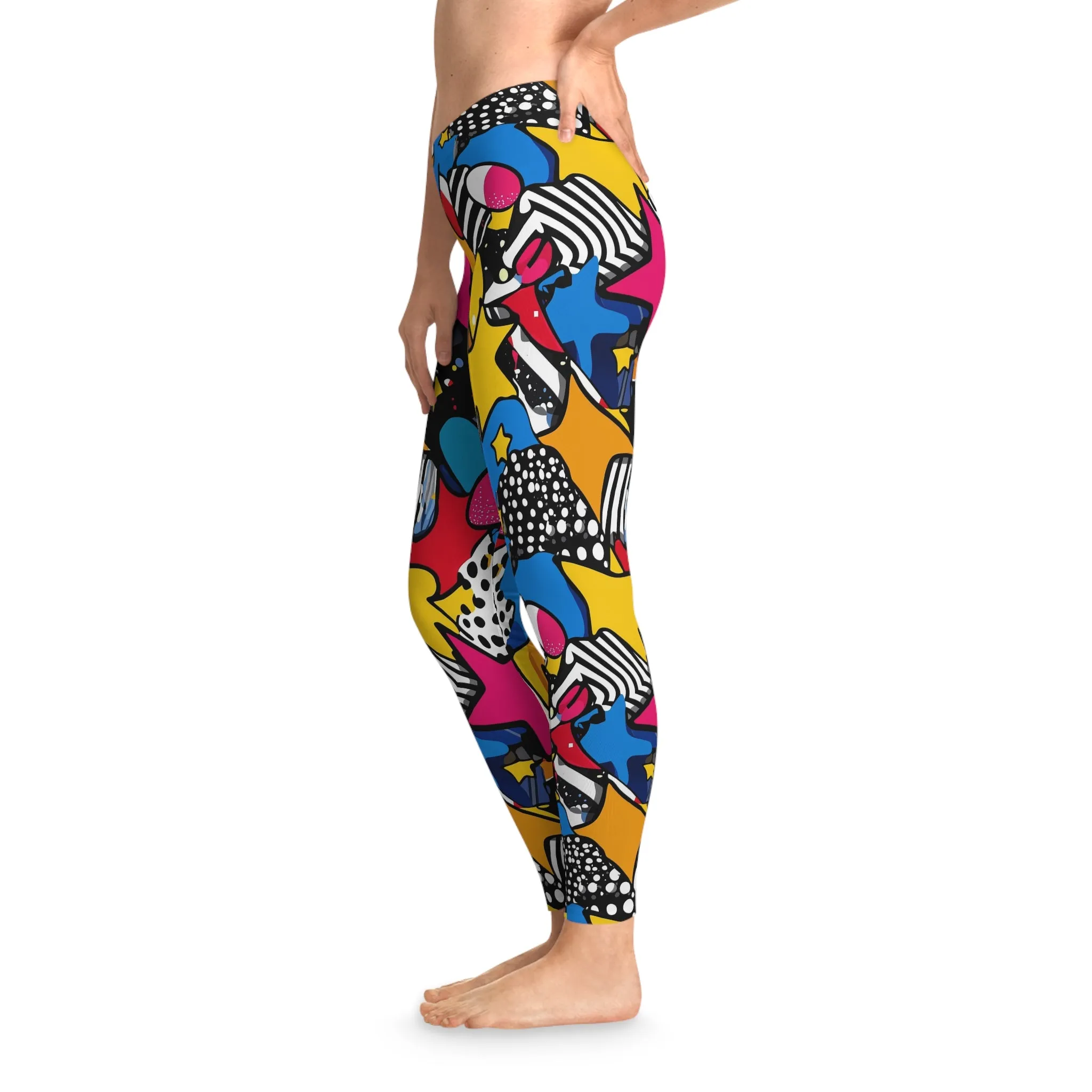 Graffiti Groove Stretchy Leggings for Active Lifestyle & Everyday Comfort