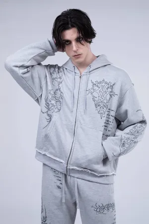 Gray Sigil Zip Hoodie