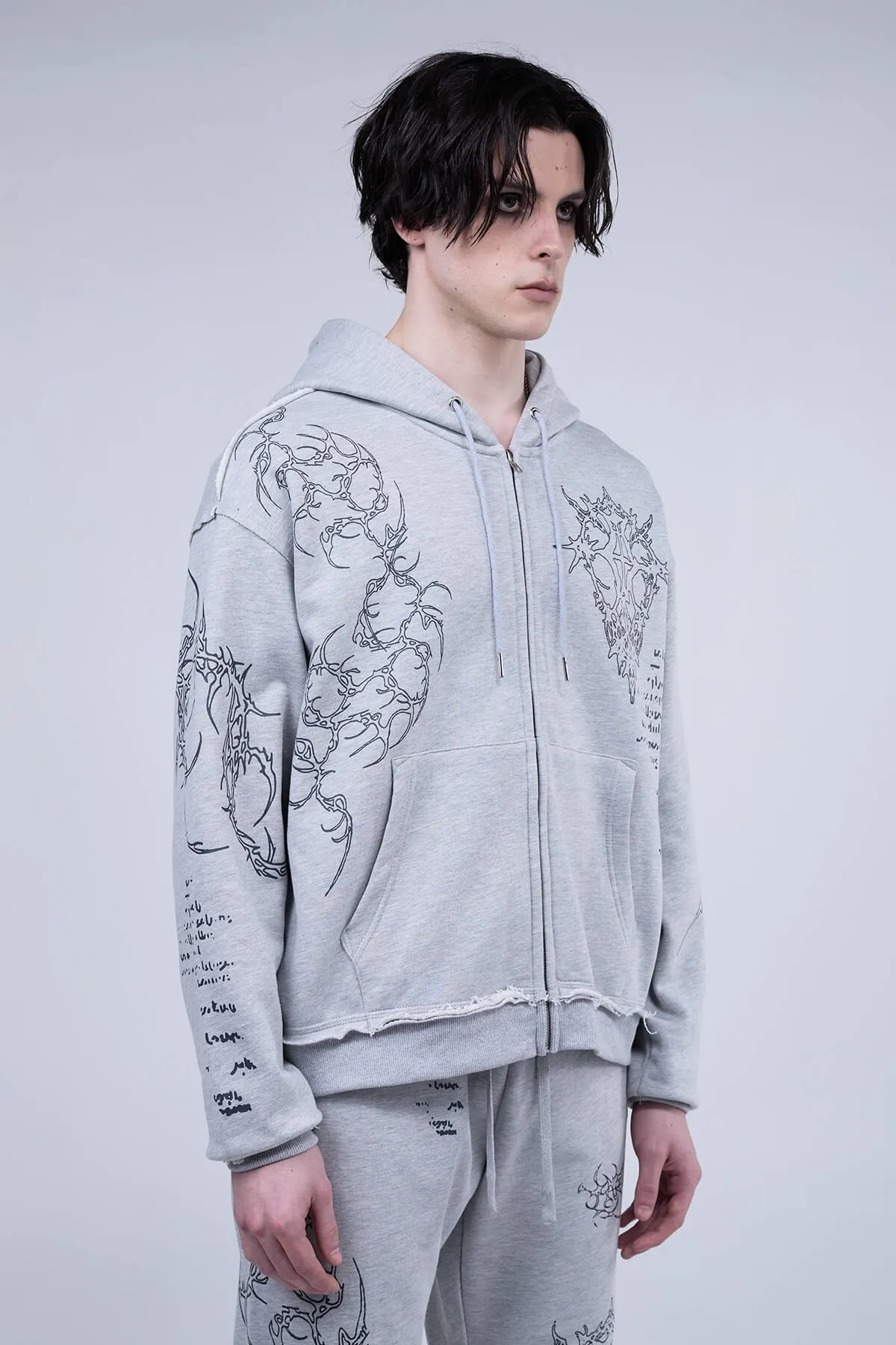 Gray Sigil Zip Hoodie