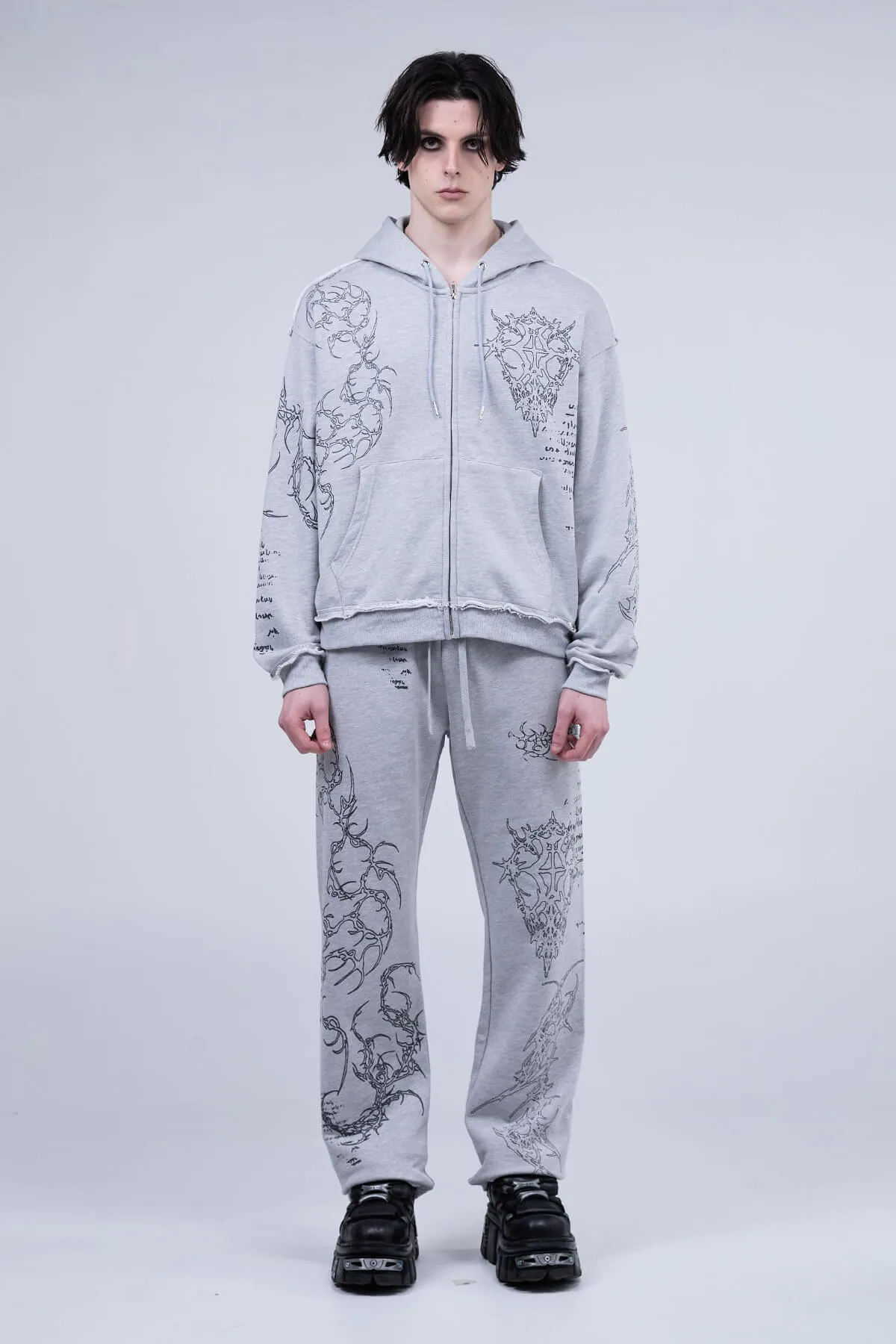 Gray Sigil Zip Hoodie