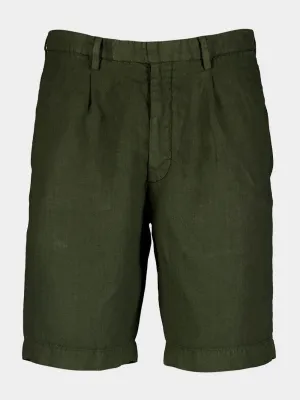 Green Linen Tailored Shorts