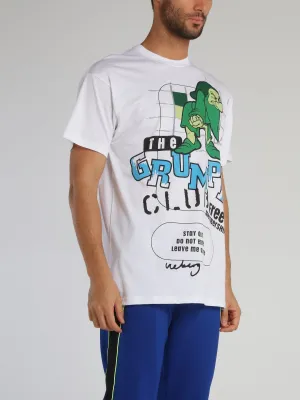 Grumpy White Graphic Print T-Shirt