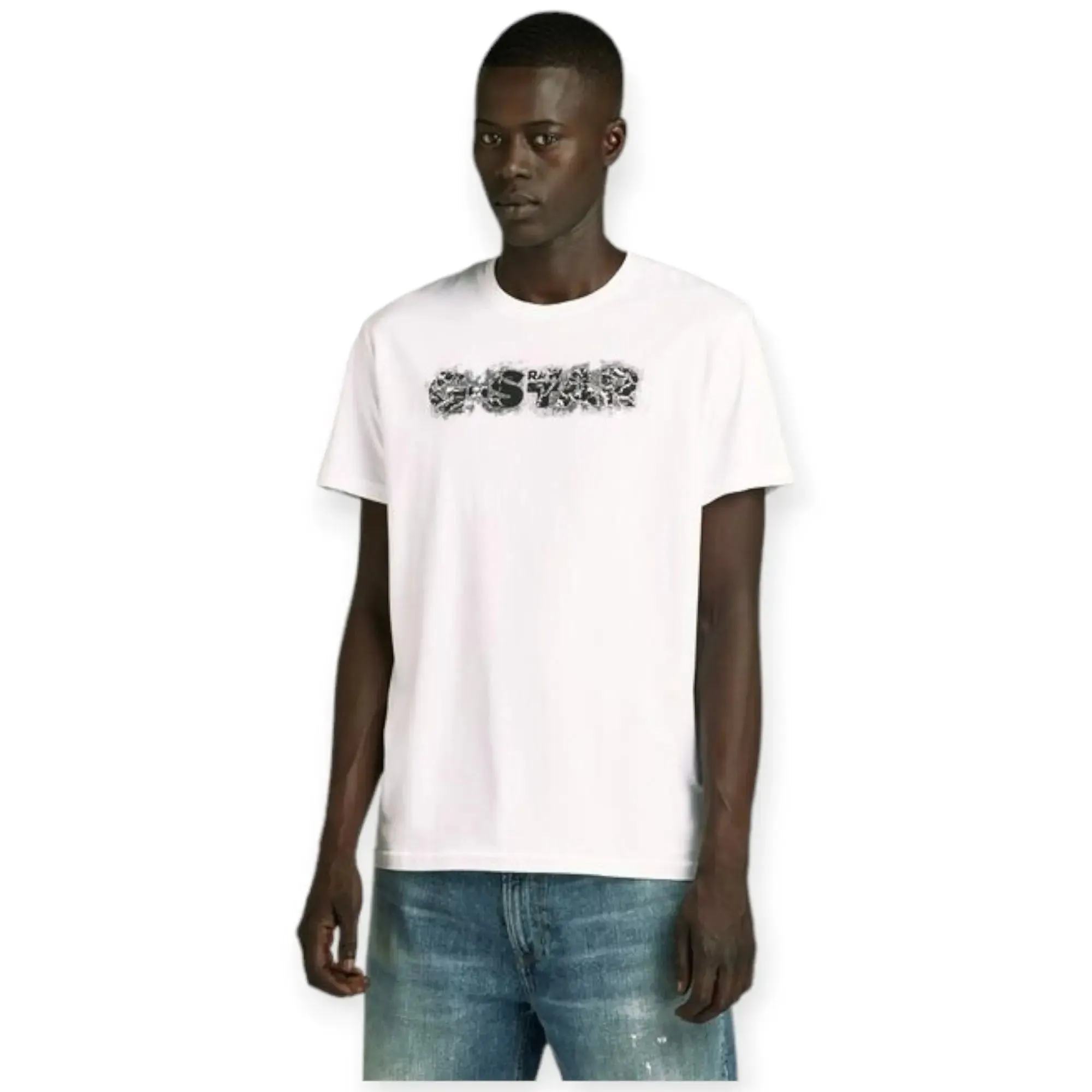 Gstar Raw Men distressed Logo T-shirt (White)