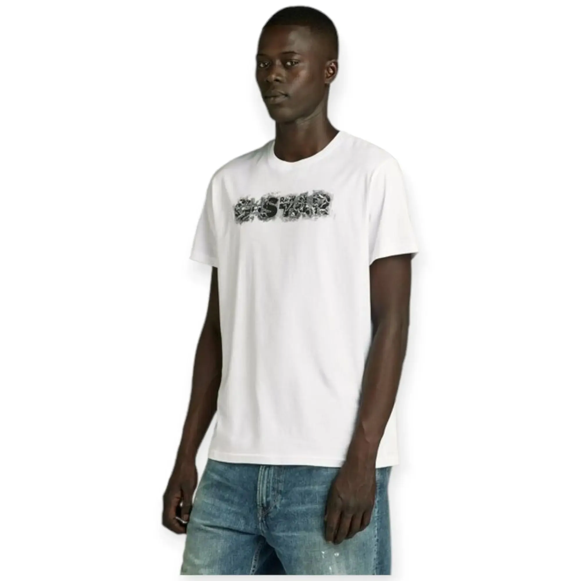 Gstar Raw Men distressed Logo T-shirt (White)