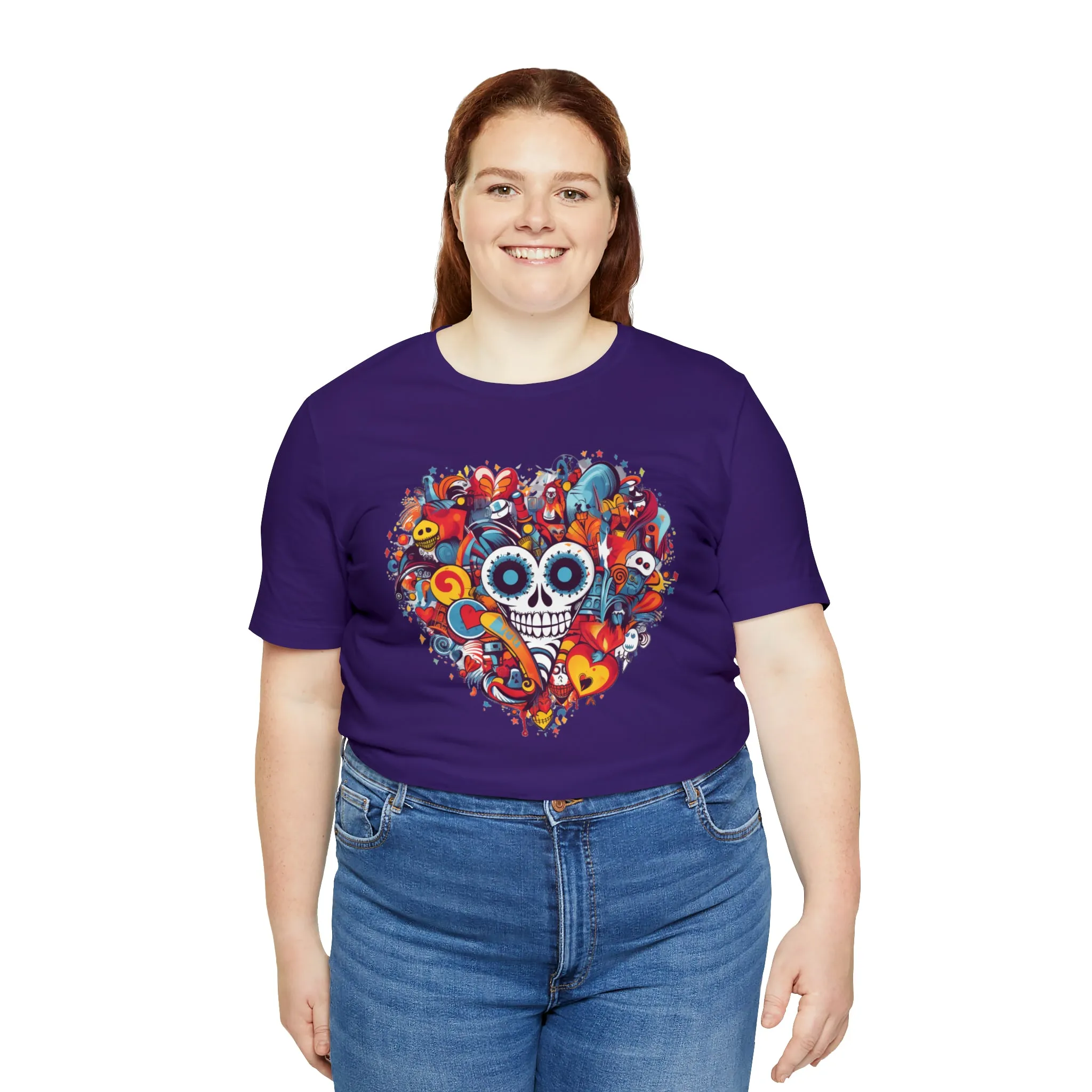 Halloween Skeleton Heart T-Shirt | Scary Ghost Tee |  Bella Canvas 3001 Unisex | Spooky Creature Short Sleeve Tshirt