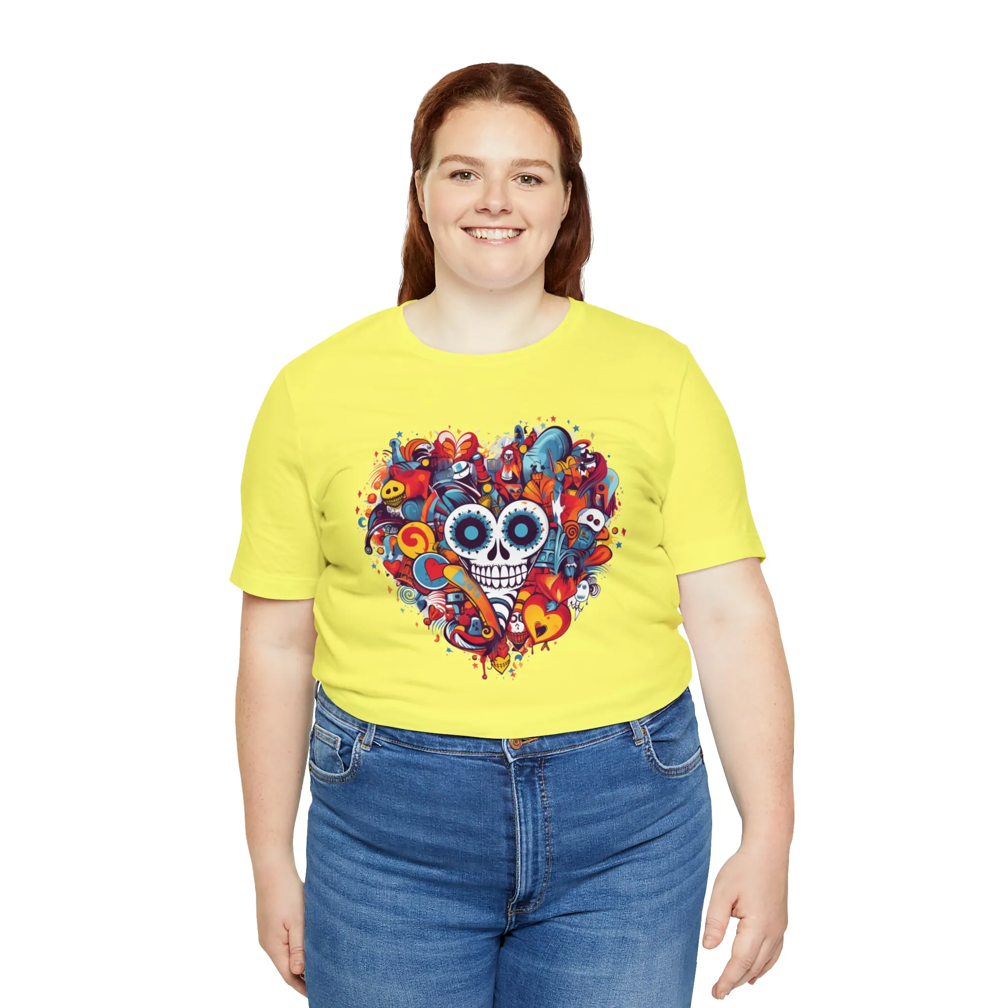Halloween Skeleton Heart T-Shirt | Scary Ghost Tee |  Bella Canvas 3001 Unisex | Spooky Creature Short Sleeve Tshirt