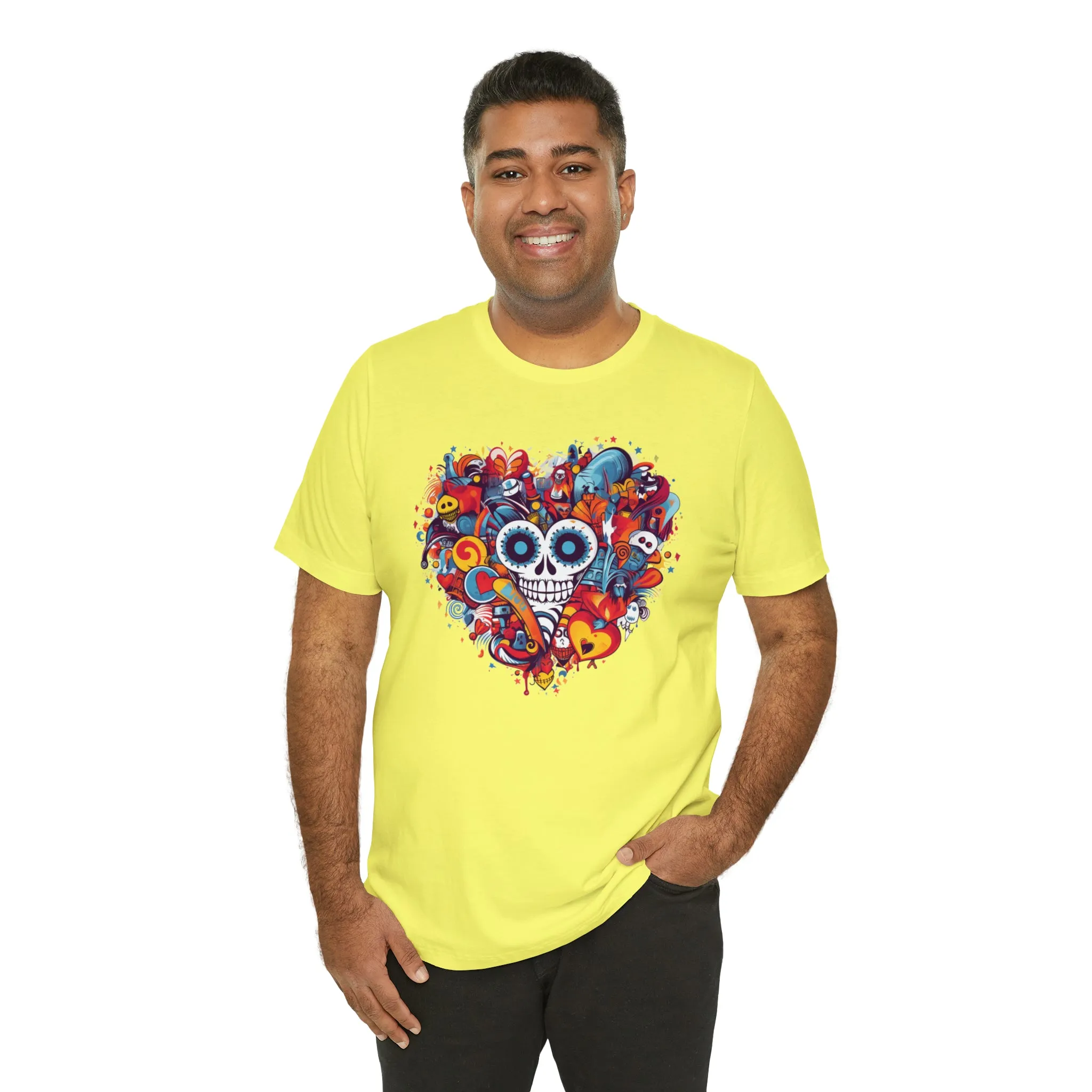 Halloween Skeleton Heart T-Shirt | Scary Ghost Tee |  Bella Canvas 3001 Unisex | Spooky Creature Short Sleeve Tshirt